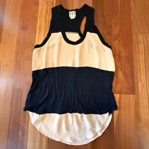 Women's Black and Cream Sleeveless Top